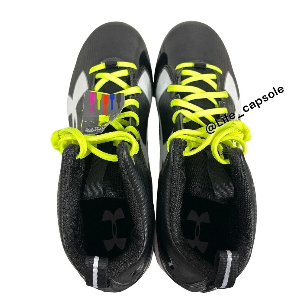 Size 13 Under Armour Crusher RM Black Football Cleats‎ Multi Color Laces Custom